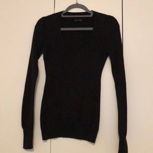 Deep V black sweater